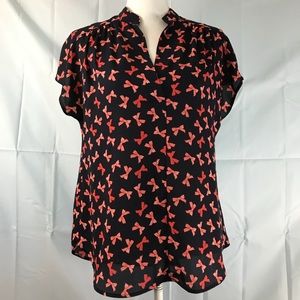 Pleione small navy popover sleeveless hi low shirt